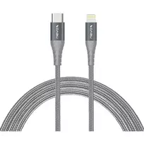 USB 2.0 adapterio laidas, USB-C kištukas > Lightning kištukas (sidabrinis/pilkas, 1 m, PD, pintas)