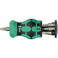 Laikiklis bitams Wera KK Stubby Magazin RA 4 magnetinis, modelis 05008893001, kompaktiškas žurnalinis laikiklis bitams