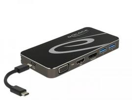Docking stotelė DeLOCK USB Type-C 3.2 4K HDMI DP 1080p VGA USB Hub PD 3.0