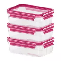 EMSA 515582 maisto laikymo indas stačiakampis 0,55 L rožinis, permatomas 3 vnt.