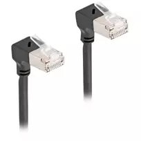 DeLOCK RJ45 tinklo kabelis Cat.6A S/FTP Slim 90° žemyn 2 m juodas