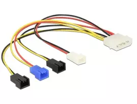 DeLOCK Molex 4 pin > 4 x 2 pin fan (12 V / 7 V / 5 V) - Netzkabel für Lüfter - interne Stromversorgung, 4-polig (M) bis Molex, 2-polig - 20 cm