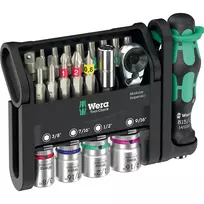 Wera Tool-Check Modular Imperial mini reketinis, lizdų ir antgalių rinkinys, 21 detalė (05049001001)