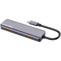 Canyon DS-18 USB-C stotelė – 5 prievadai, 2x USB-C 10Gbps, 2x USB 3.2, USB-C įkrovimas
