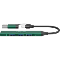 CANYON DS-02 USB-A/C 4v1 šakotuvas, žalias