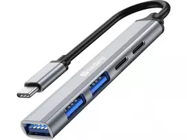 Sandberg USB-C į 3xUSB-A+2xUSB-C SAVER USB 3.2 Gen 1 pilkas aliuminis
