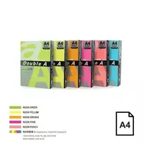 Spalvotas neoninis popierius Double A, 75g, A4, 500 lapų, Rainbow 4, 5 neoninių spalvų