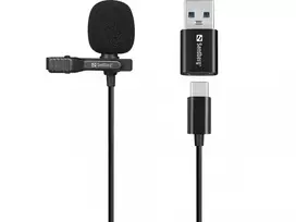 Sandberg Streamer USB segtuvinis mikrofonas, lavalier tipo, -38 dB, 50 - 18000 Hz, 16 bit, 48 kHz, 84 dB