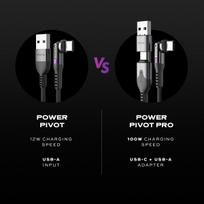 STATIK PowerPivot Pro nailoninis pynimo laidas, USB-C į USB-C, 2 m, juodas