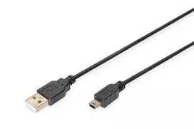 Assmann/Digitus USB 2.0 jungiamasis laidas A-B USB 2.0, 480Mbit/s, USB A - USB mini B, kištukas/kištukas, 1,8m, juodas (AK-300130-018-S)