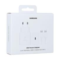 Įkroviklis Samsung EP-T4511XWEGEU 45W USB-C + USB-C to USB-C cable 1.8m baltas
