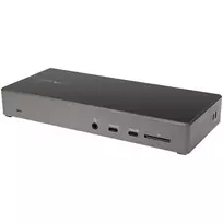 StarTech.com USB-C dokavimo stotelė - trys 4K monitoriai, USB Type-C dokas - 100W galios tiekimas - DP 1.4 Alt Mode ir DSC, 2x DisplayPort 1.4/HDMI 2.0 - 6xUSB (2x 10Gbps) - Windows/Chrome