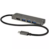 StarTech.com USB-C kelių prievadų adapteris – USB-C į HDMI 2.0b 4K 60Hz (HDR10), 100W Power Delivery perdavimas, 4 prievadų USB 3.0 šakotuvas – USB Type-C mini dokas – 30 cm ilgio kabelis