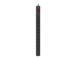 ARMAC MULTI M12/10A 19 colių vertikalus maitinimo skirstytuvas 12x230V, 3 m laidas, juodas