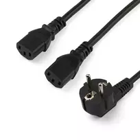 StarTech.com 2 m maitinimo Y laidas, EU Schuko į 2x C13, 18AWG, 10A 250V, juodas
