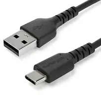 StarTech.com 2 m USB A į USB C įkrovimo laidas – patvarus greitas įkrovimas ir sinchronizavimas USB 2.0 į USB Type C duomenų laidas – tvirtas TPE apvalkalas, aramidinis pluoštas, M/M, 3A, juodas – Samsung S10, iPad Pro, Pixel