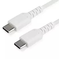 StarTech.com 1m USB C įkrovimo laidas – patvarus greitas įkrovimas ir sinchronizavimas USB 2.0 Type C į USB C nešiojamojo kompiuterio įkroviklio laidas – TPE apvalkalas, aramidinis pluoštas, M/M, 60W, baltas – Samsung S10 S20 iPad Pro MS Surface