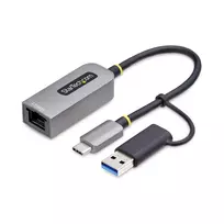 StarTech.com USB-C į Ethernet adapteris 2,5GbE su USB-A keitikliu, NBASE-T NIC, USB 3.0 Type-C 2,5/1G kelių greičių tinklas, suderinamas su Thunderbolt, Windows ir Mac