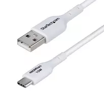 StarTech.com 6.6ft (2m) USB-A į USB-C įkrovimo laidas, įkrovimas ir sinchronizavimas, 3A, USB 2.0, TPE apvalkalas - baltas USB įkrovimo laidas
