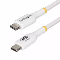 StarTech.com 2m baltas USB-C įkrovimo laidas, USB-IF sertifikuotas, 240W PD EPR, USB 2.0, nešiojamojo kompiuterio įkroviklio laidas, duomenų perdavimo laidas, TPE apvalkalas