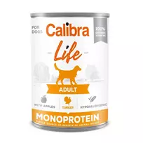 Šlapias šunų ėdalas Calibra Life Adult Turkey with Apples 400 g – pilnavertis konservuotas pašaras, 9% baltymų, 7% riebalų, be grūdų