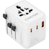 CANYON Travel Adapter OnTour 20 EU/UK/US/AUS 20W Baltas