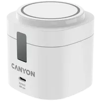 Canyon 4 viename belaidis įkrovimo stovas, 30W maks., dydis: 70x70x70,3 mm, svoris: 414 g, su 65W įkrovikliu ir 1 m laidu, baltas