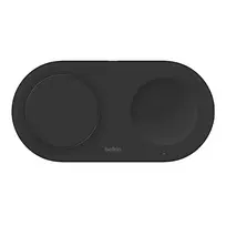 Belkin WIZ021VFBK – 2-in-1 belaidžio įkrovimo padėklas su Qi2 technologija 15 W, juodos spalvos