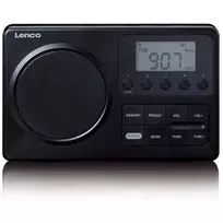 Nešiojamas radijas Lenco MPR-035BK – FM/AM, maitinimas iš tinklo arba baterijų, 2,5 colio LCD, 20 FM išankstinių nustatymų, 3,5 mm išėjimas