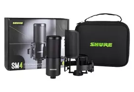 Shure SM4-K-KIT – kondensatorinis mikrofonas, išorinė poliarizacija, rankena, popfiltras, dėklas