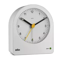 Braun BC22 kvarcinis žadintuvas baltas, geltona sekundinė rodyklė