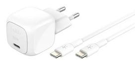 Įkroviklis Belkin WCA008kq1MWH-B6 30 W USB-C greitasis įkrovimas nešiojamam kompiuteriui, išmaniajam telefonui, planšetei, baltas