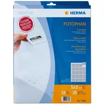HERMA 7698 Fotophan skaidrių kišenėlės 5x5, 10 lapų, skaidrios/matinės