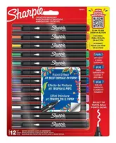 Akriliniai flomasteriai Sharpie Creative Marker 12 vnt. juodi smailiu antgaliu