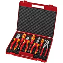 Knipex 7 dalių replių/įrankių rinkinys su daugiakomponentėmis rankenomis ir dėklu VDE
