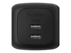 Vidinis AC greitasis įkroviklis Belkin WCH019kqBK — 2× USB‑C, juodas, OVP/OC/OT/SC apsauga