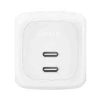 Vidinis greitasis AC įkroviklis Belkin WCH020KQWH — 2× USB‑C, baltas, integruota apsauga