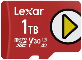 MicroSDXC atminties kortelė Lexar 1 TB UHS‑I Class 10 U3 V30 Skaitymas 205MB/s Rašymas 140MB/s (raudona)