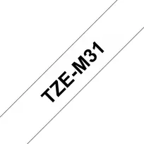 Brother TZe-M31 juosta etiketėms, juodas tekstas ant skaidraus fono