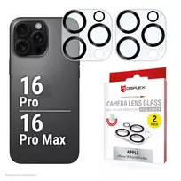 Displex Full Cover apsauginis stiklas fotoaparatui iPhone 16 Pro / 16 Pro Max, 10H, viso fotoaparato apsauga, greitas montavimas, 2 vnt.