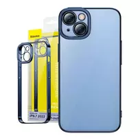 Apsauginis dėklas ir grūdintas stiklas Baseus iPhone 14 Plus – blizgantis permatomas mėlynas