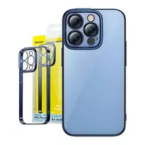 Apsauginis dėklas Baseus iPhone 14 Pro – permatomas su blizgučiais mėlynas