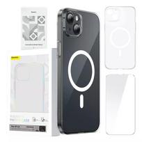 Dėklas Baseus Magnetic Crystal Clear iPhone 13, permatomas, su grūdinto stiklo ekrano apsauga