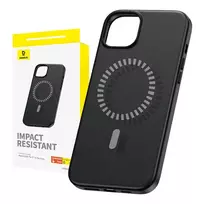 Dėklas telefonui Baseus Fauxther Series, skirtas iPhone 15 Pro Max — juodas, magnetinis, apsauginis