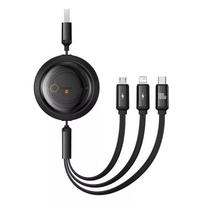 USB 3-in-1 laidas Baseus Free2Draw (USB-A į Micro USB + Lightning + USB-C), 100 W, 1,1 m, juodas