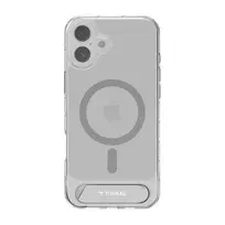 Dėklas Torras Pstand Series iPhone 16 Plus — skaidrus apsauginis dėklas su integruota kojykle
