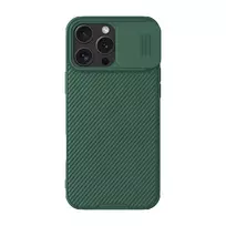 Apsauginis dėklas Nillkin CamShield Pro, skirtas iPhone 16 Pro Max, žalias, su slankiojančiu kameros dangteliu, galinė ir šoninė apsauga