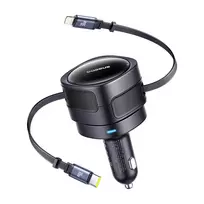 Automobilinis įkroviklis Baseus Enjoyment Max 60W su USB‑C ir Lightning laidais, dviejų prievadų greitasis įkrovimas
