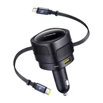 Automobilinis įkroviklis Baseus Enjoyment Max 90W su USB-C, Lightning ir USB-A prievadais