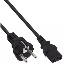 InLine maitinimo laidas, CEE 7/7 tiesus / 3 kontaktų IEC C13 kištukas, juodas, 3 m